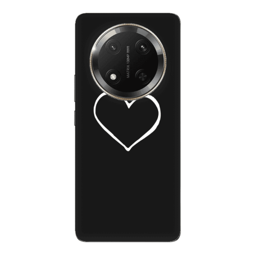 Honor Magic 7 Lite White heart Black Colored Silicone TPU Θήκη