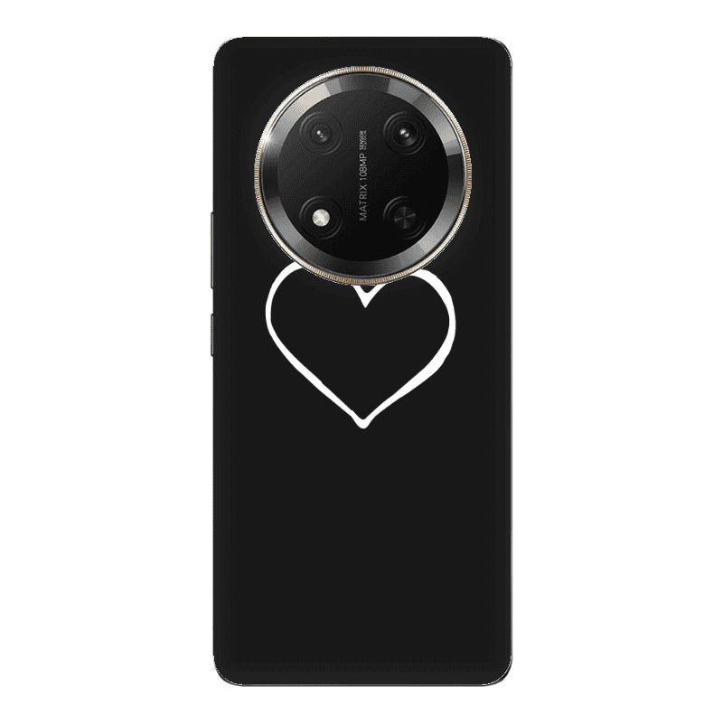 Honor Magic 7 Lite White heart Black Colored Silicone TPU Θήκη