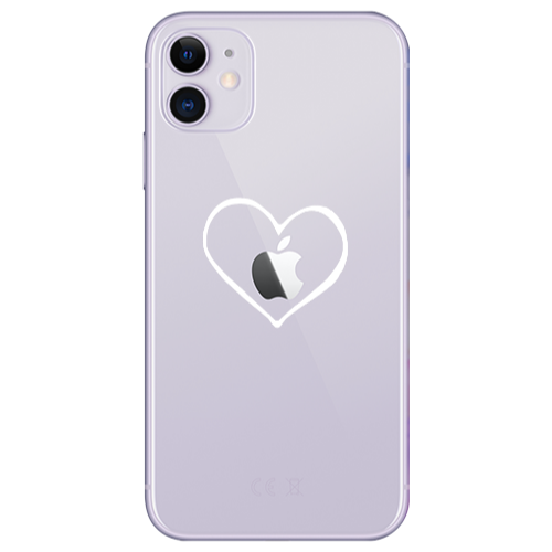 Apple iPhone 11  White heart Transparent Silicone TPU Θήκη