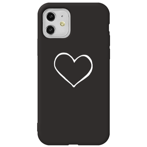 Apple iPhone 11  White heart Black Colored Silicone TPU Θήκη