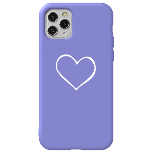 Apple iPhone 11 Pro White heart Purple Colored Silicone TPU Θήκη