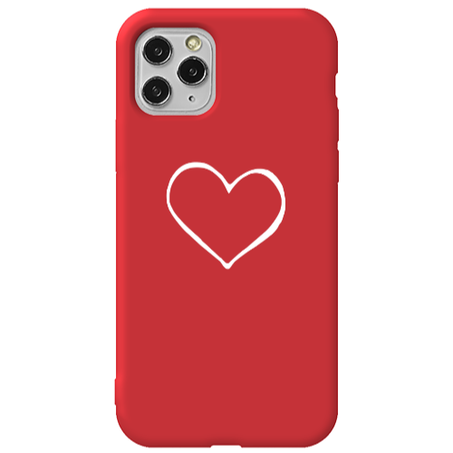 Apple iPhone 11 Pro White heart Red Colored Silicone TPU Θήκη
