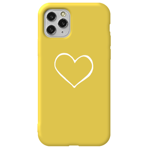 Apple iPhone 11 Pro White heart Yellow Colored Silicone TPU Θήκη