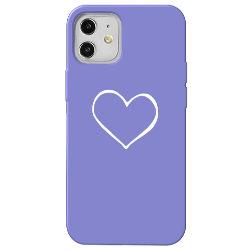Apple iPhone 12 White heart Purple Colored Silicone TPU Θήκη
