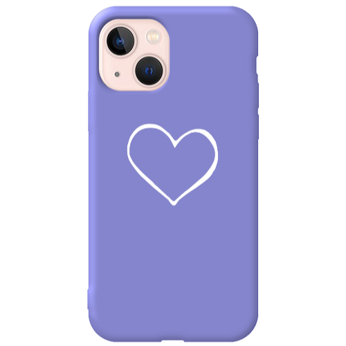 Apple iPhone 13 White heart Purple Colored Silicone TPU Θήκη