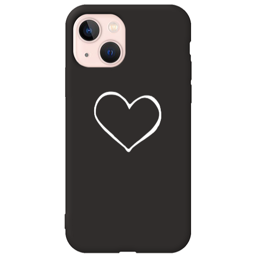 Apple iPhone 13 White heart Black Colored Silicone TPU Θήκη