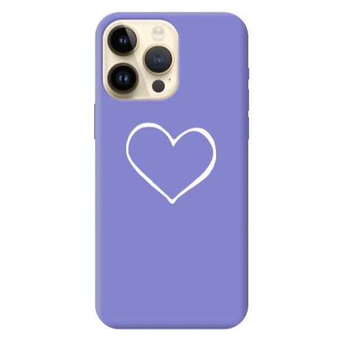 Apple iPhone 13 Pro Max White heart Purple Colored Silicone TPU Θήκη