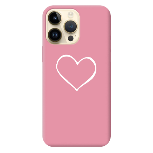 Apple iPhone 13 Pro Max White heart Pink Colored Silicone TPU Θήκη