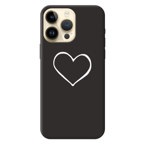 Apple iPhone 13 Pro Max White heart Black Colored Silicone TPU Θήκη
