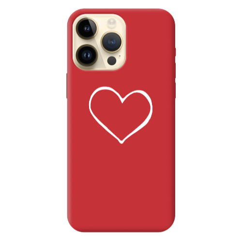 Apple iPhone 13 Pro Max White heart Red Colored Silicone TPU Θήκη