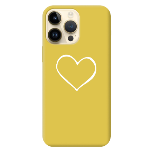 Apple iPhone 13 Pro Max White heart Yellow Colored Silicone TPU Θήκη
