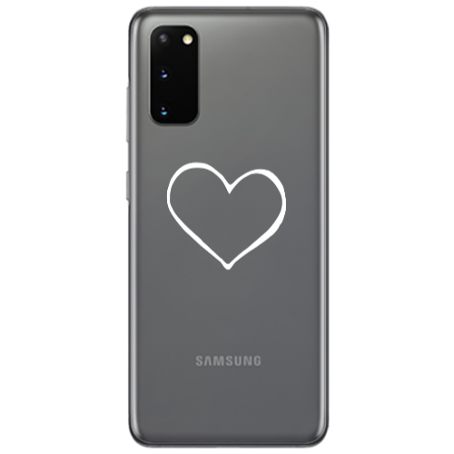Samsung S20 White heart Transparent Silicone TPU Θήκη