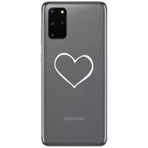 Samsung S20 Plus White heart Transparent Silicone TPU Θήκη