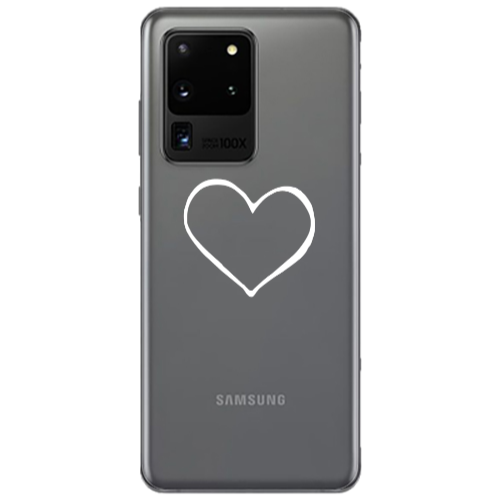 Samsung S20 Ultra White heart Transparent Silicone TPU Θήκη