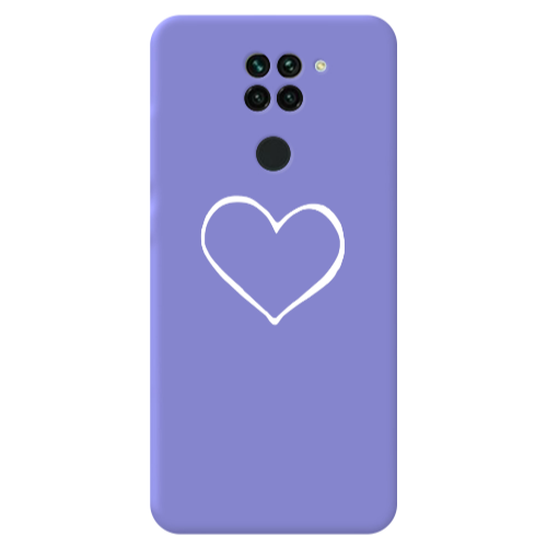 Xiaomi Redmi Note 9 White heart Purple Colored Silicone TPU Θήκη