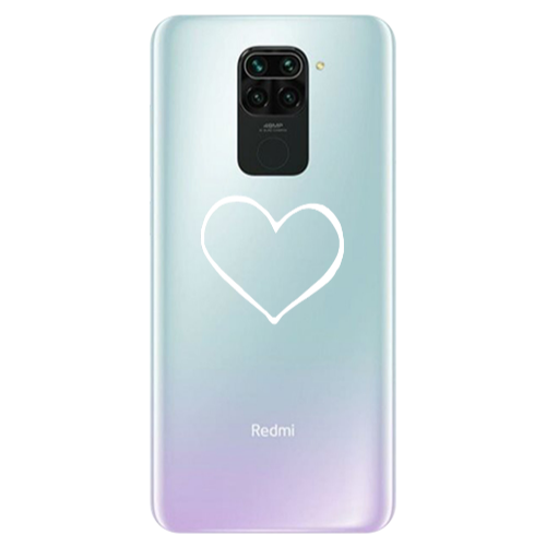 Xiaomi Redmi Note 9 White heart Transparent Silicone TPU Θήκη