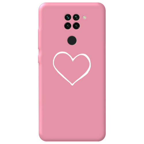Xiaomi Redmi Note 9 White heart Pink Colored Silicone TPU Θήκη