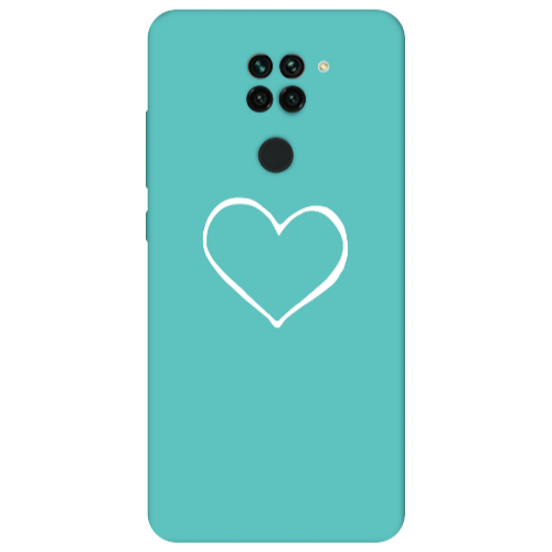Xiaomi Redmi Note 9 White heart Turquoise Colored Silicone TPU Θήκη