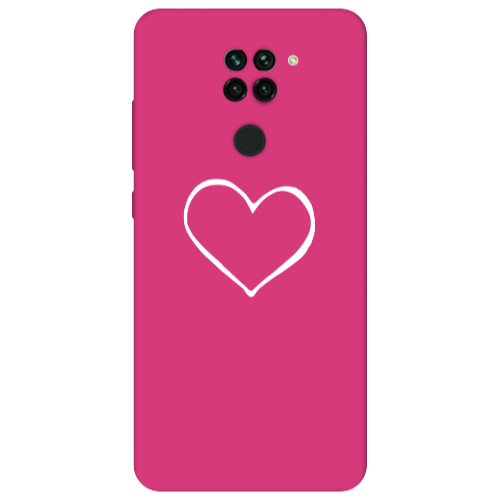 Xiaomi Redmi Note 9 White heart Fuchsia Colored Silicone TPU Θήκη