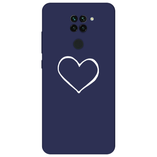 Xiaomi Redmi Note 9 White heart Dark blue Colored Silicone TPU Θήκη