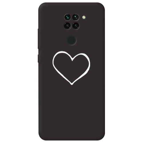 Xiaomi Redmi Note 9 White heart Black Colored Silicone TPU Θήκη