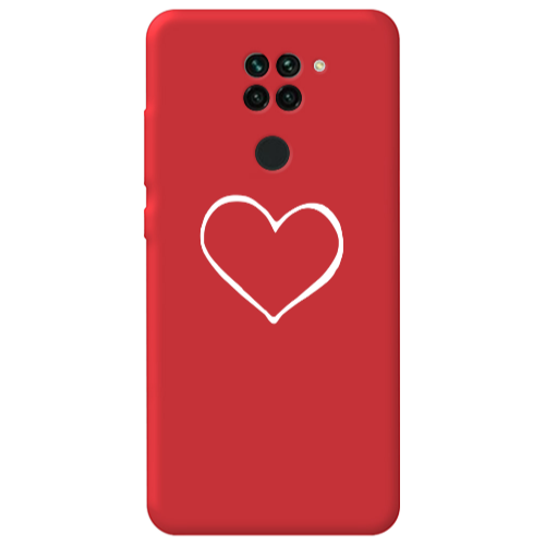 Xiaomi Redmi Note 9 White heart Red Colored Silicone TPU Θήκη