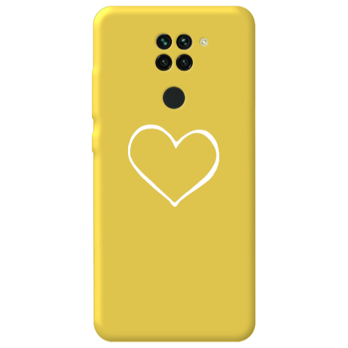 Xiaomi Redmi Note 9 White heart Yellow Colored Silicone TPU Θήκη