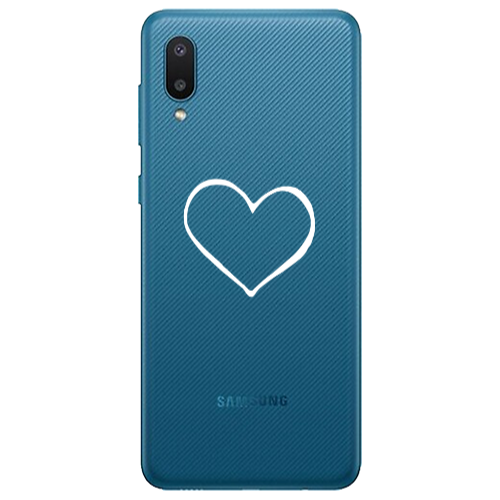 Samsung A02 White heart Transparent Silicone TPU Θήκη