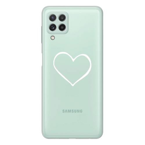 Samsung A22 4G White heart Transparent Silicone TPU Θήκη