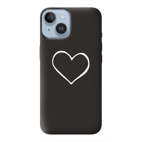 Apple iPhone 14  White heart Black Colored Silicone TPU Θήκη