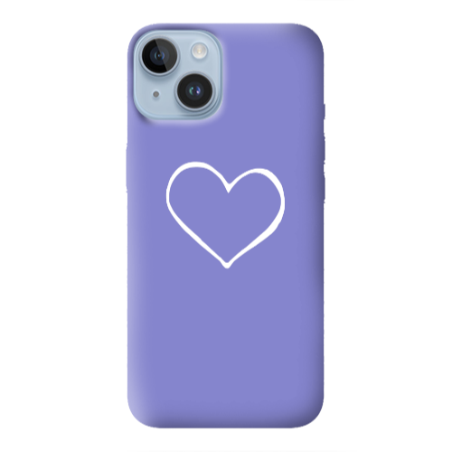 Apple iPhone 14 Plus White heart Purple Colored Silicone TPU Θήκη