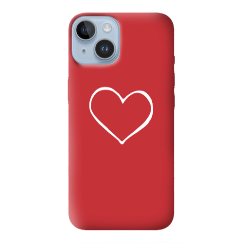 Apple iPhone 14 Plus White heart Red Colored Silicone TPU Θήκη
