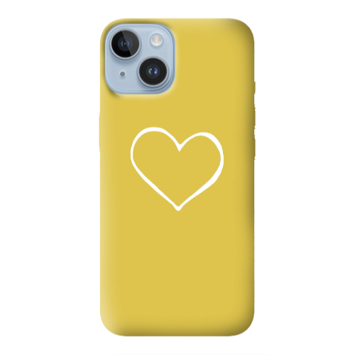 Apple iPhone 14 Plus White heart Yellow Colored Silicone TPU Θήκη