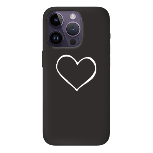 Apple iPhone 14 Pro  White heart Black Colored Silicone TPU Θήκη