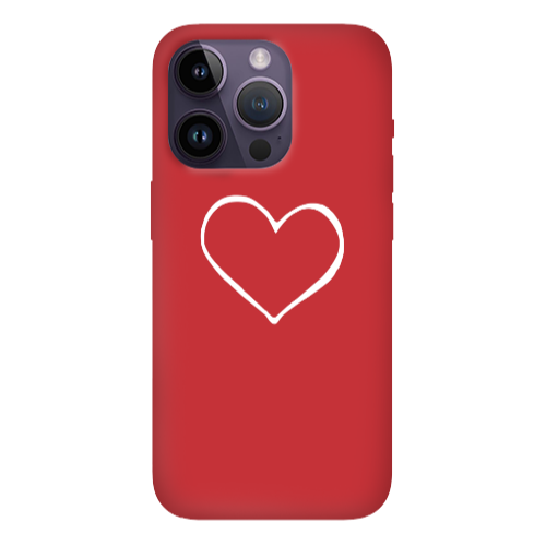 Apple iPhone 14 Pro  White heart Red Colored Silicone TPU Θήκη