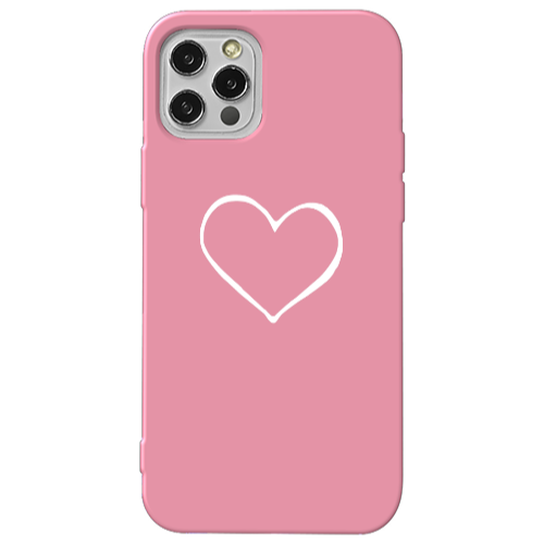 Apple iPhone 13 Pro White heart Pink Colored Silicone TPU Θήκη