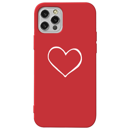 Apple iPhone 13 Pro White heart Red Colored Silicone TPU Θήκη
