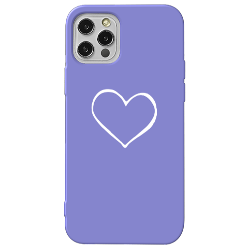 Apple iPhone 12 Pro White heart Purple Colored Silicone TPU Θήκη