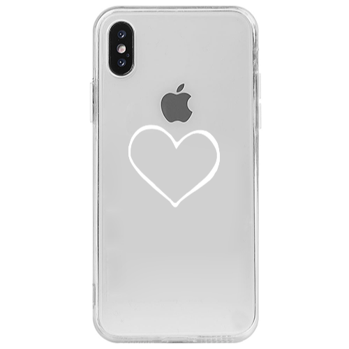 Apple iPhone Xs Max White heart Transparent Silicone TPU Θήκη