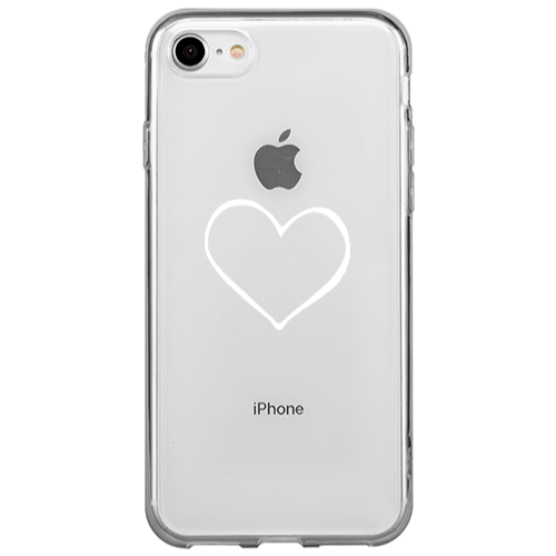 Apple iPhone 7 White heart Transparent Silicone TPU Θήκη