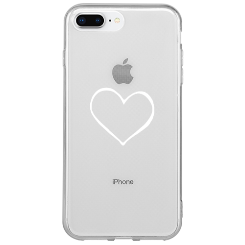 Apple iPhone 7 Plus White heart Transparent Silicone TPU Θήκη