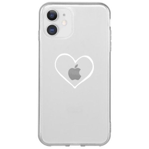 Apple iPhone 12 Mini White heart Transparent Silicone TPU Θήκη