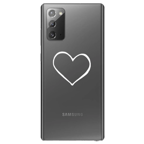 Samsung Note 20 White heart Transparent Silicone TPU Θήκη