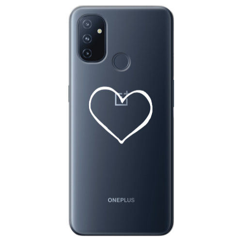 Oneplus Nord 100 White heart Transparent Silicone TPU Θήκη