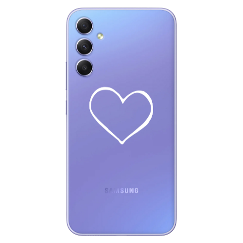 Samsung A34 White heart Transparent Silicone TPU Θήκη