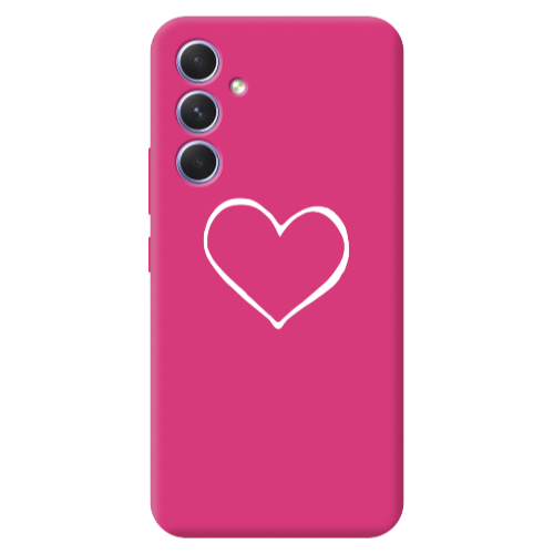 Samsung A54 White heart Fuchsia Colored Silicone TPU Θήκη