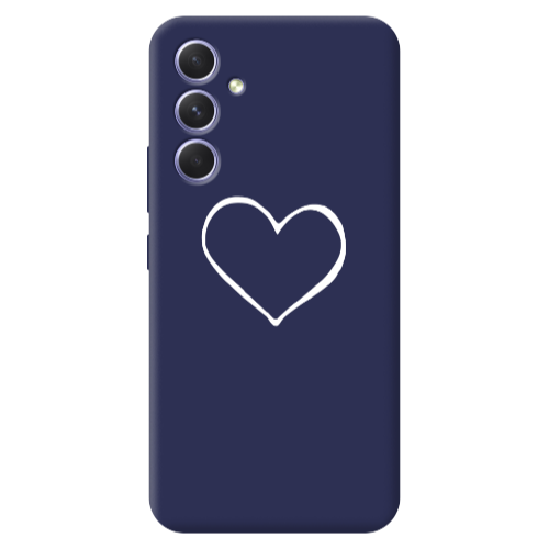Samsung A54 White heart Dark blue Colored Silicone TPU Θήκη