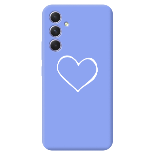 Samsung A54 White heart Light Purple Colored Silicone TPU Θήκη