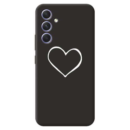 Samsung A54 White heart Black Colored Silicone TPU Θήκη