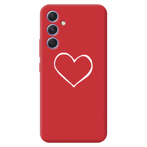Samsung A54 White heart Red Colored Silicone TPU Θήκη